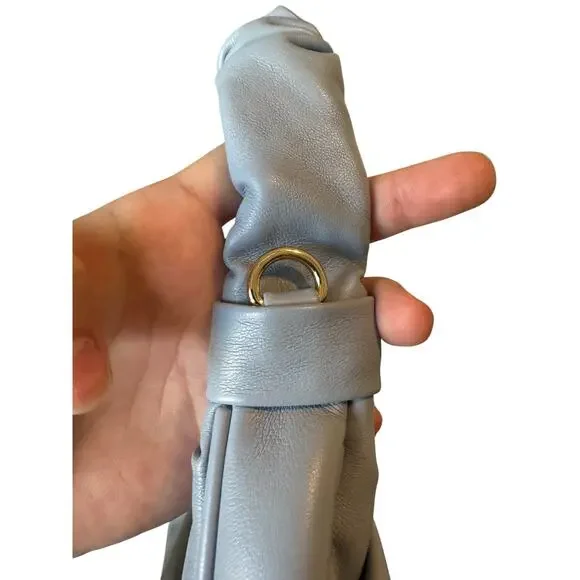 Urban Expressions Dusty Blue Scrunch Shoulder Bag Faux Leather Ruched Hobo Purse - Picture 4 of 7